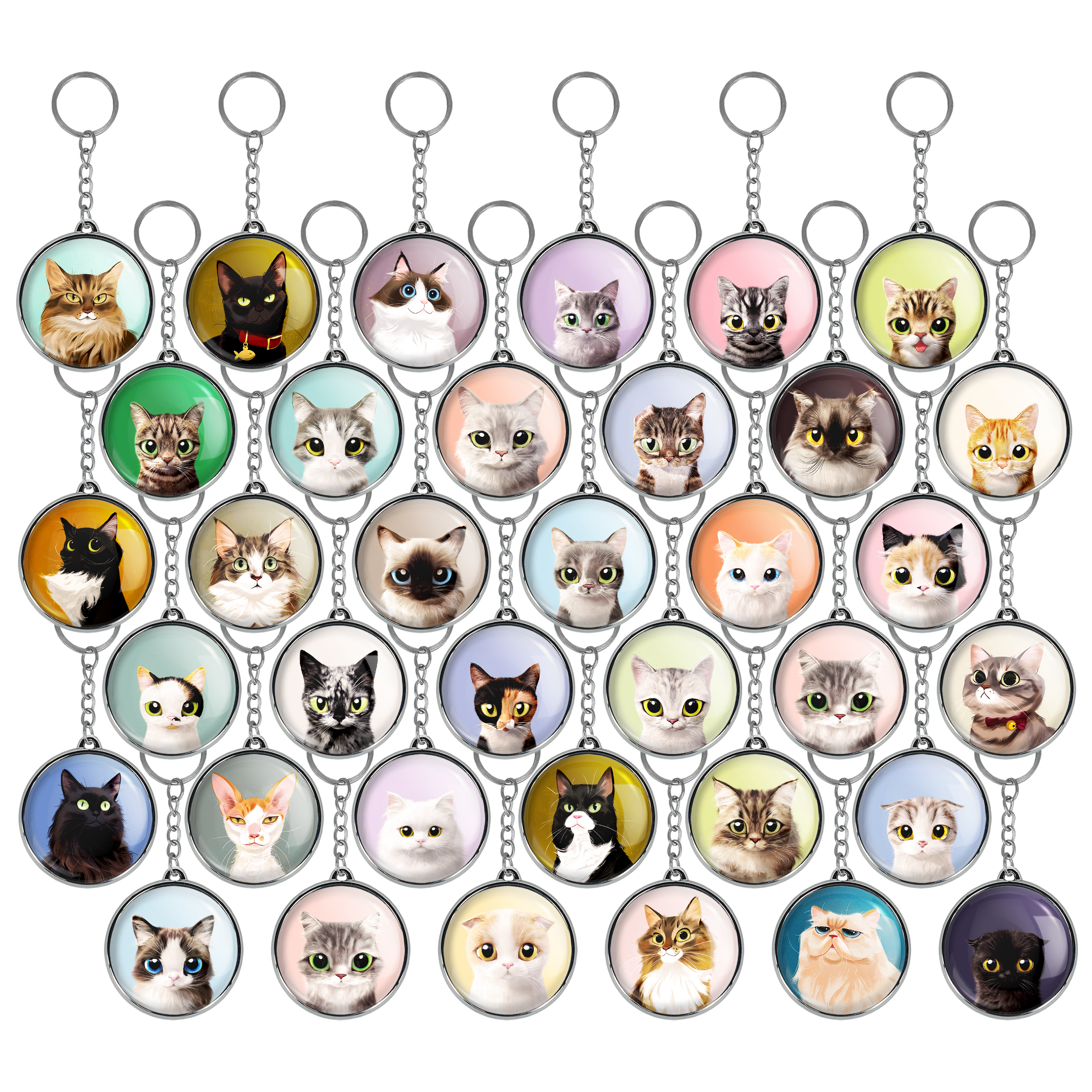 جاکلیدی خندالو طرح گربه Cat مدل دوطرفه کد 130 مجموعه 36 عددی