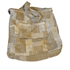 کیف دستی دست دوز زنانه مدل جیب دار طرح مخمل کبریتی کد 03
