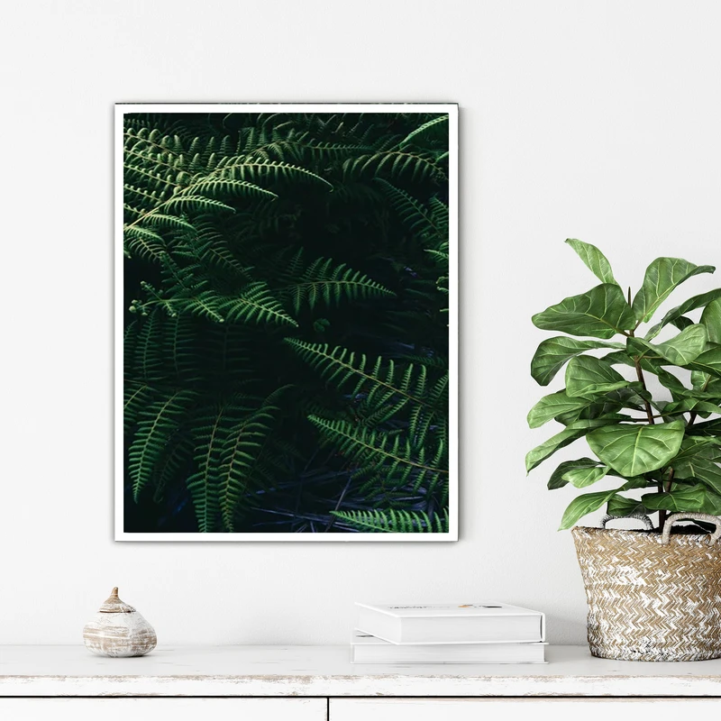 تابلو آتریسا طرح برگ سبز مدرن مدل ATFF353 فریم سفید