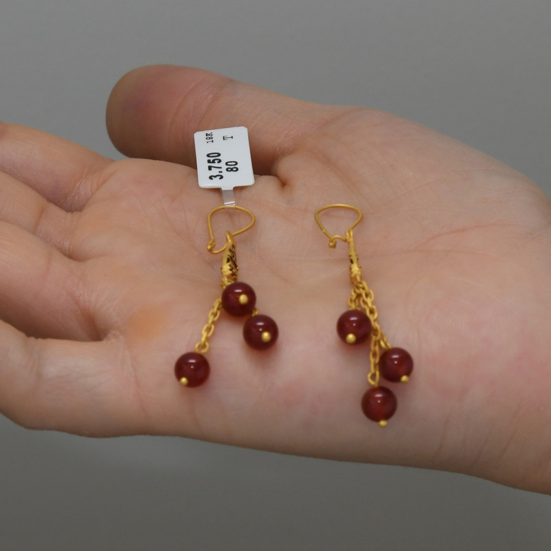 گوشواره آویز طلا 18 عیار زنانه طلای مستجابی مدل عقیق کد T803 - 3