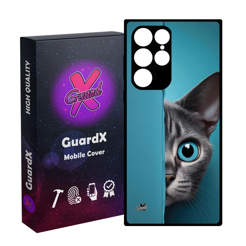 کاور گارد ایکس طرح گربه مدل Glass10673 مناسب برای گوشی موبایل سامسونگ Galaxy S22 Ultra