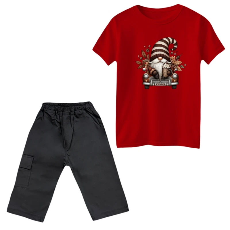 ست تی‌شرت و شلوارک پسرانه مدل کوتوله و ماشین