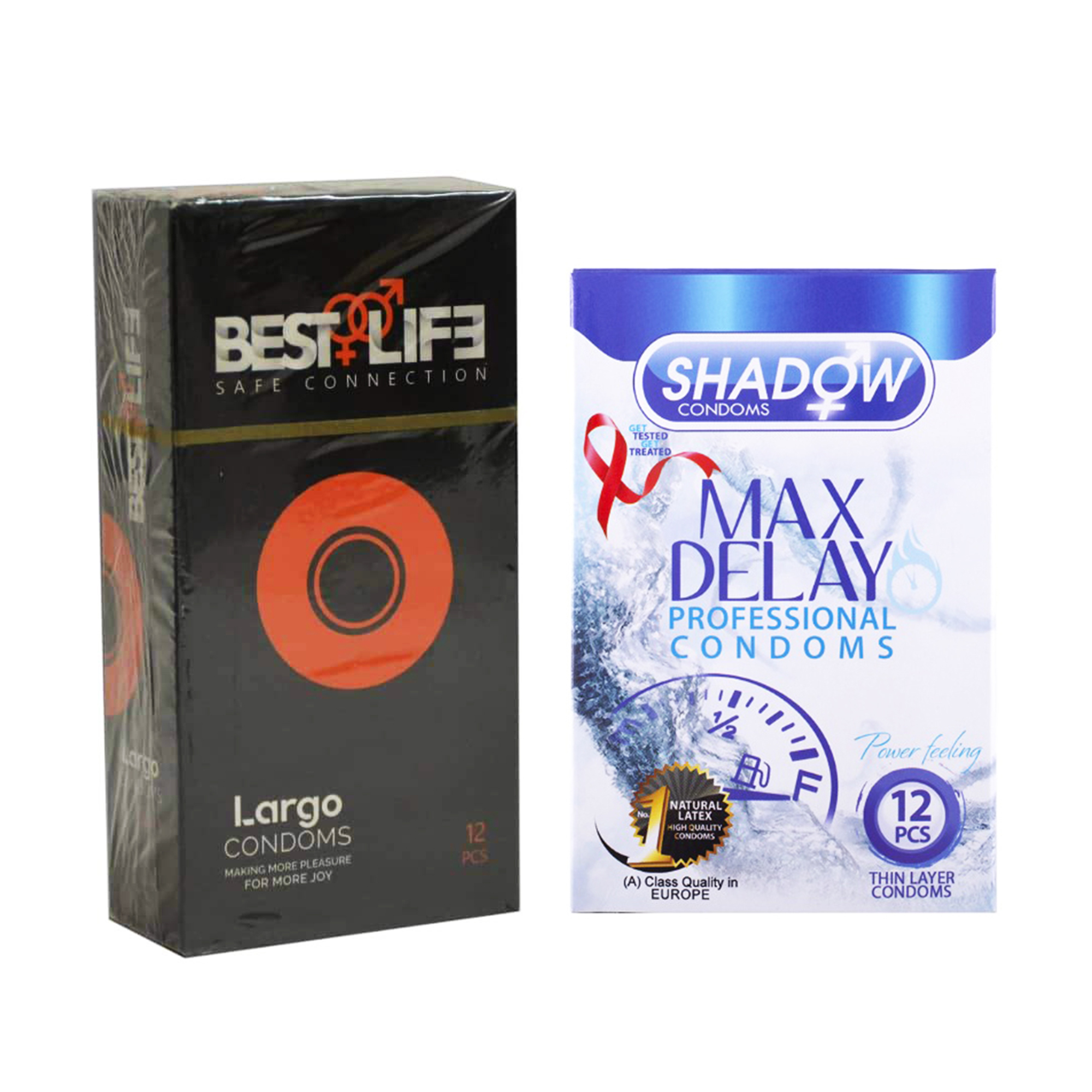 کاندوم بست لایف مدل Largo بسته 12 عددی به همراه کاندوم شادو مدل Max Delay بسته 12 عددی