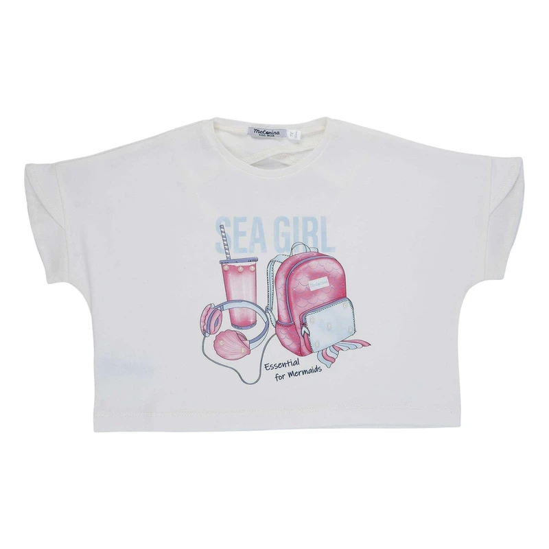 کراپ تی‌شرت آستین کوتاه دخترانه مدل MDSS-CH3785