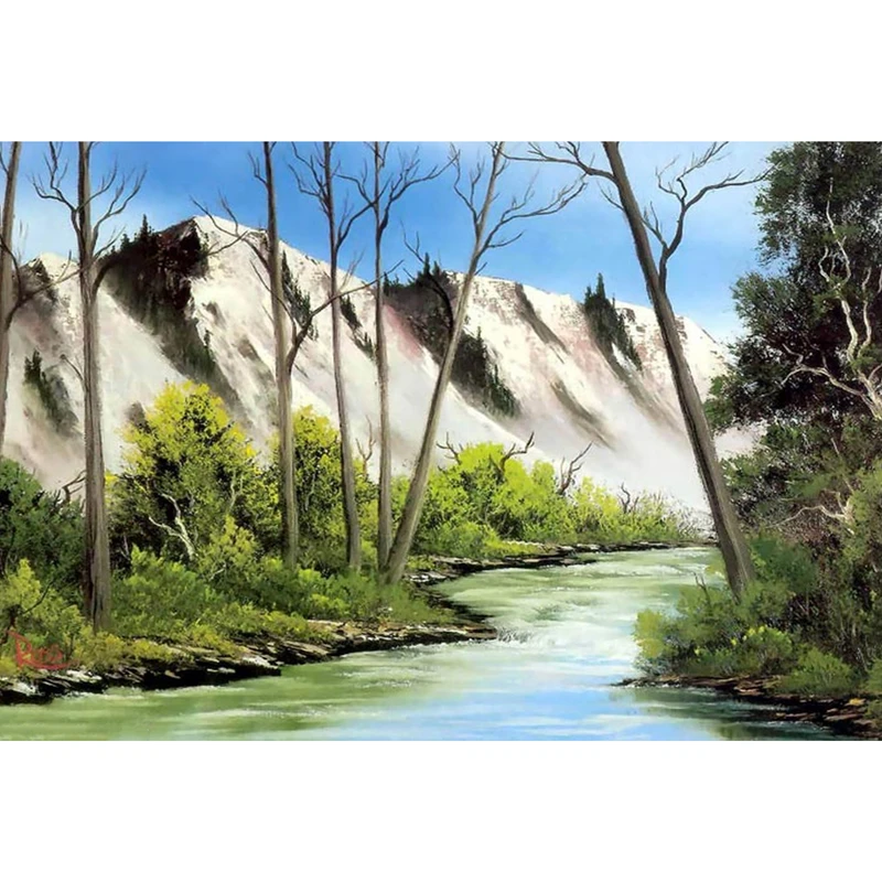 مگنت طرح نقاشی منظره رودخانه جنگل درخت مدل T1103 