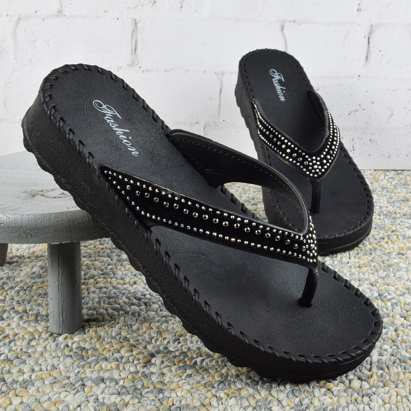 دمپایی لاانگشتی زنانه نیکتا مدل نگین دار BK.2860