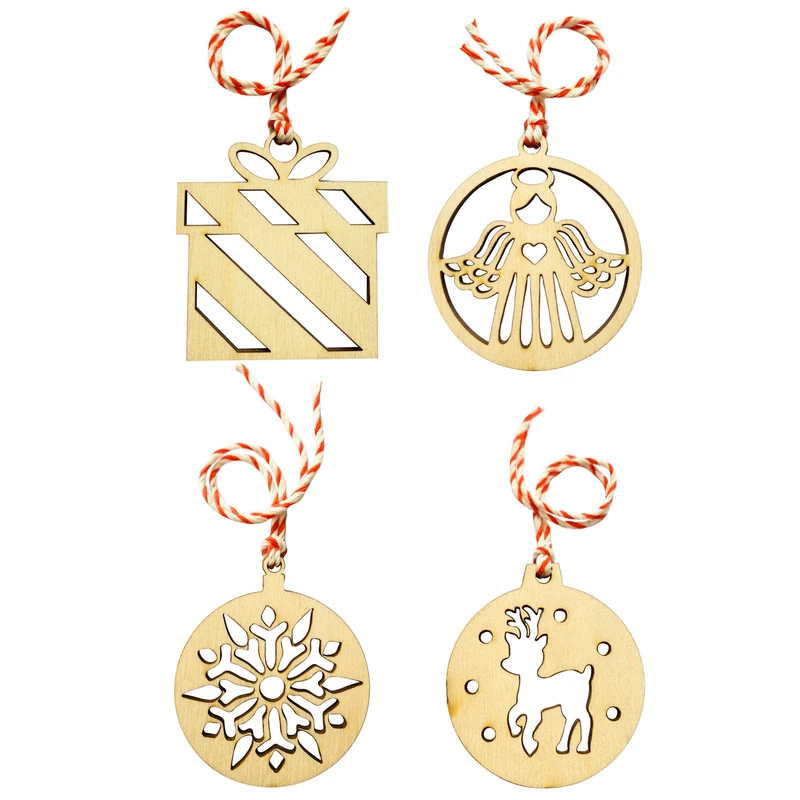 آویز تزیینی طرح درخت کریسمس کد 02 مجموعه 4 عددی