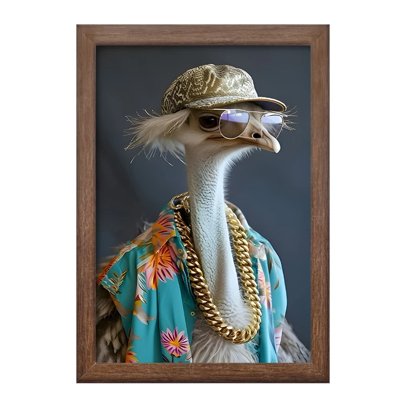 تابلو خندالو طرح شتر مرغ پولدار کد F12749