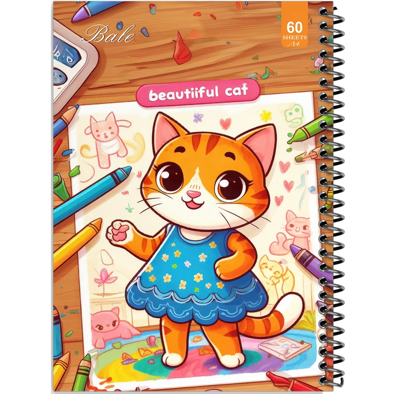 دفتر نقاشی 60 برگ انتشارات بله طرح فانتزی پیشی طراح کد A4-O140