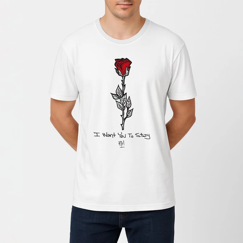 تی شرت آستین کوتاه مردانه مدل عاشقانه گل رز کد mo235