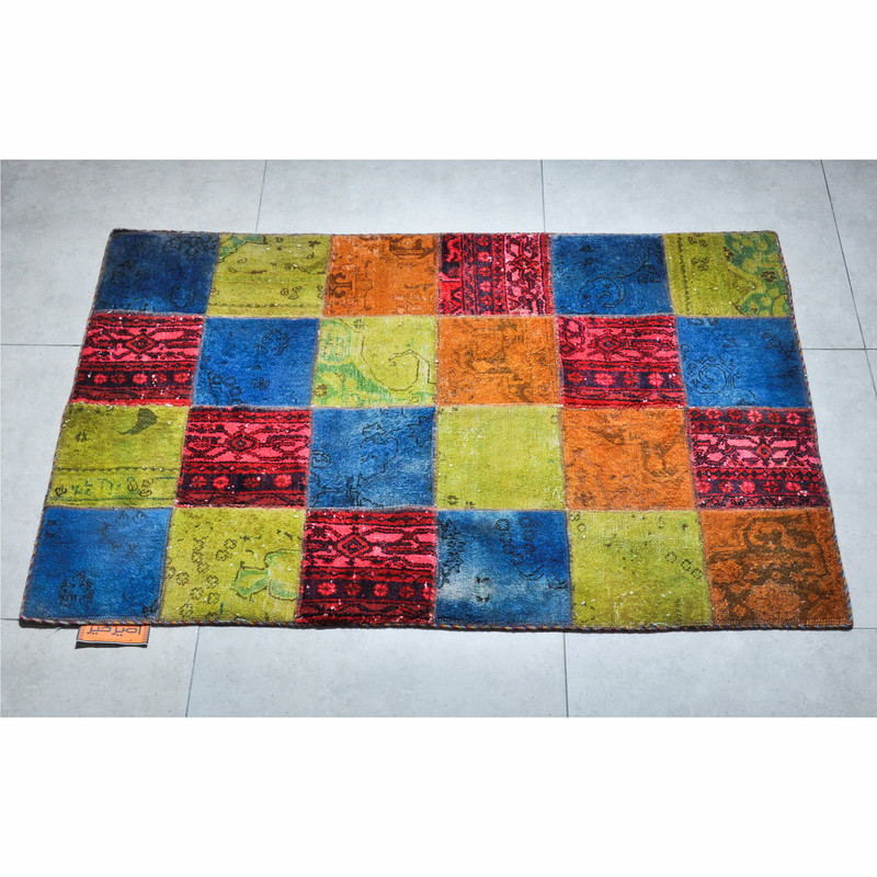 کلاژ فرش دستبافت دو متری امیرخیز مدل تکه دوزی کد 104877