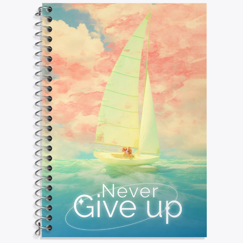 دفتر زبان 50 برگ خندالو مدل سه خط طرح Never Give Up کد N2331