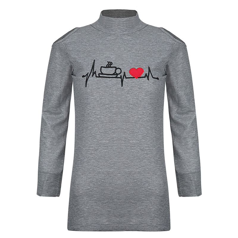 بلوز آستین بلند زنانه مدل سرشانه باز ضربان قلب کد AS1231 رنگ طوسی