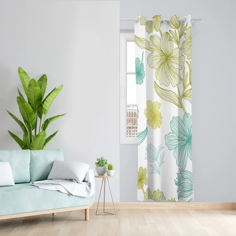 پرده طرح گل مدل مخمل پانچی کد 2191 z سایز 140x200 سانتی متر