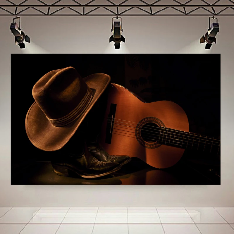 تابلو بوم طرح مخمل گیتار مدل کلاه کابوی کدAR305276