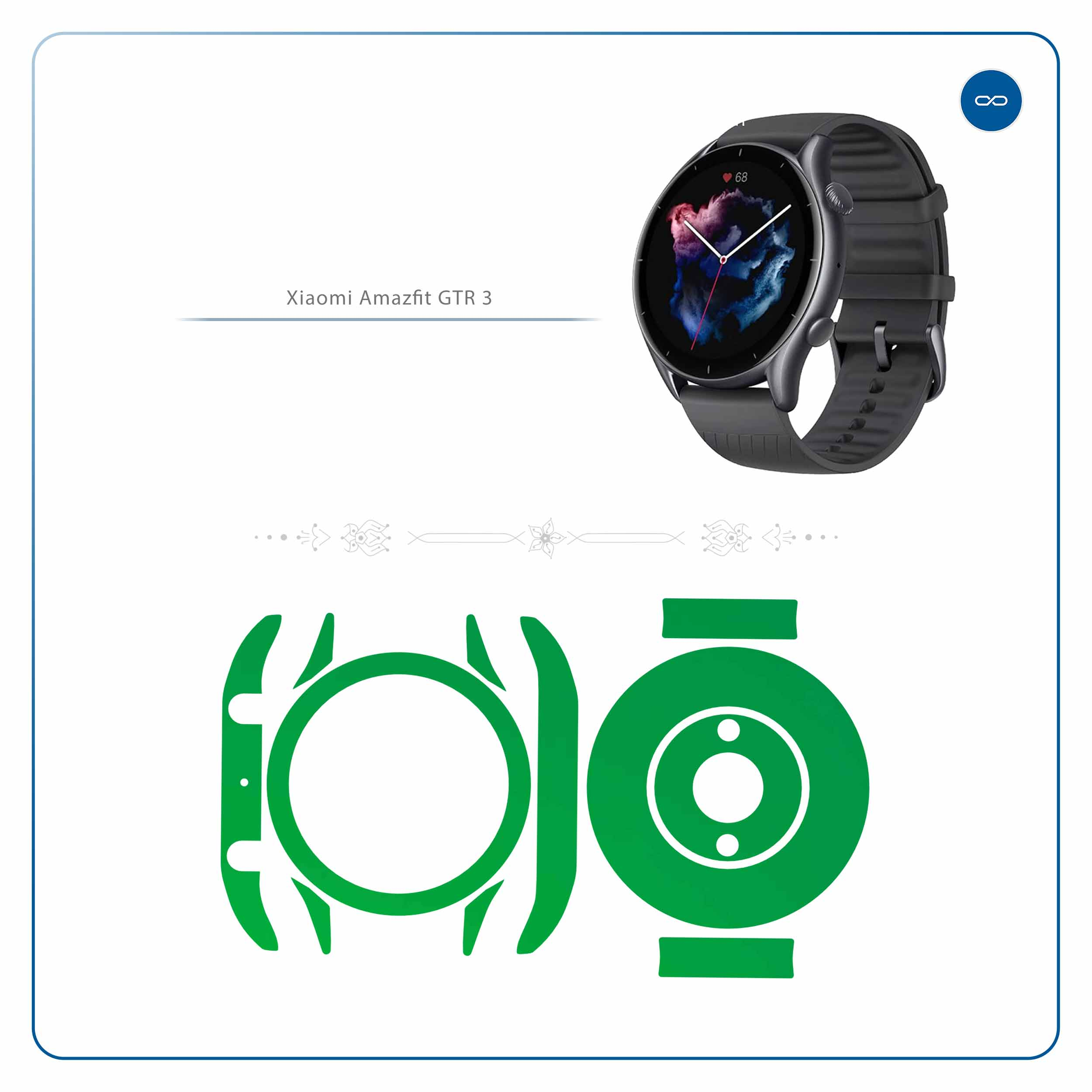 برچسب ماهوت طرح Matte-Green مناسب برای ساعت هوشمند آمازفیت GTR 3