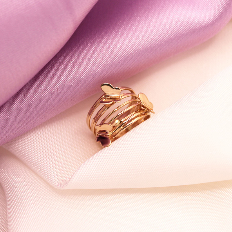 انگشتر طلا 18 عیار زنانه الی گالری مدل چند لاین نامنظم و پروانه انگشتر طلا 18 عیار زنانه الی گالری مدل چند لاین نامنظم و پروانه