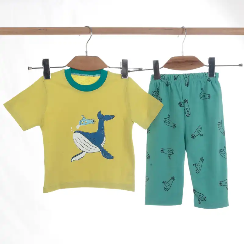 ست تی شرت آستین کوتاه و شلوارک بچگانه سپیدپوش کد 1402581