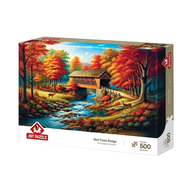 پازل 500 تکه آرت پازل مدل Red Trees Bridge مناسب نوجوان و بزرگسال