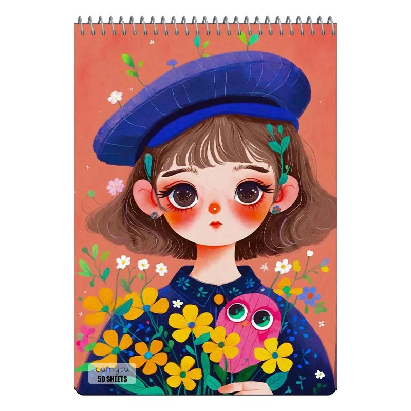 دفتر نقاشی 50 برگ سیمی کارنیکا طرح دختر هنرمند Artistic Girl کد 13072