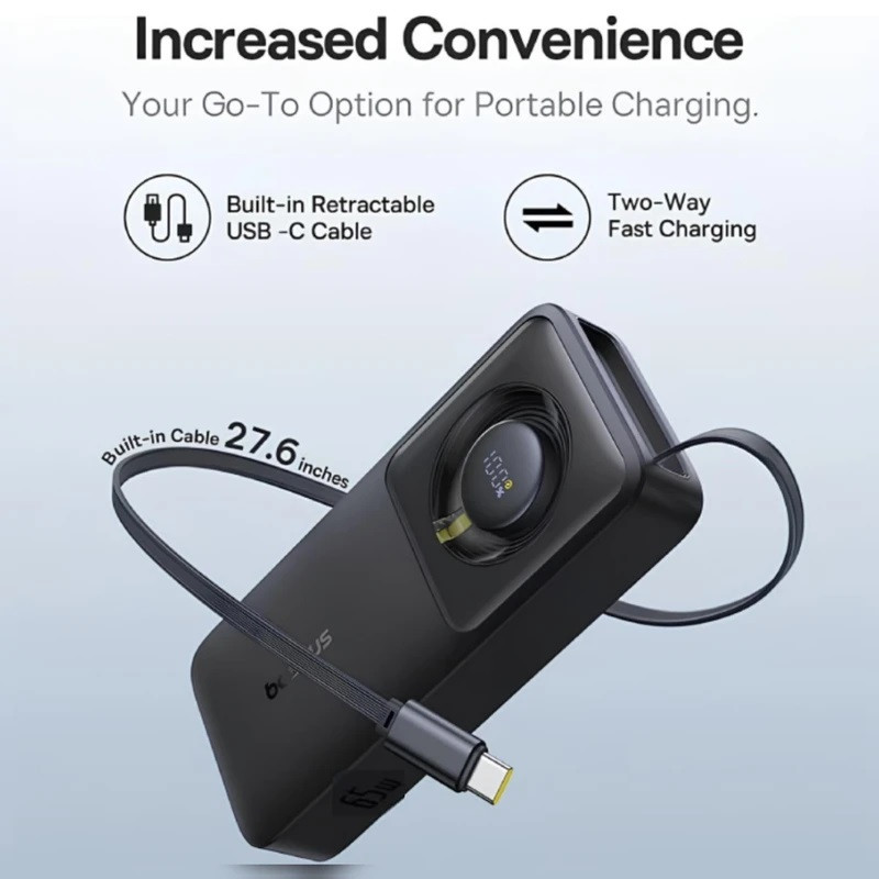 پاوربانک بیسوس مدل 65W NOMOS ظرفیت 20000 هزار میلی آمپر همراه با کابل USB-C
