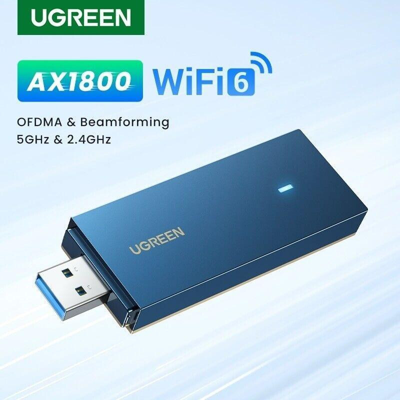 کارت شبکه بی سیم یوگرین مدل WiFi6-AX1800 دو باند USB 3.0 کد 90340-CM499