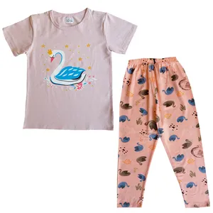 ست تی شرت و شلوار دخترانه مدل قو