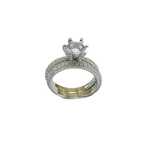 انگشتر نقره زنانه مدل حلقه و پشت حلقه کد 15013 مجموعه 2 عددی