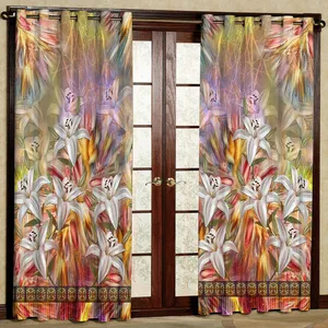  پرده مدل گل دار  مخمل پانچی کد 2128 سایز 140x280 سانتی متر