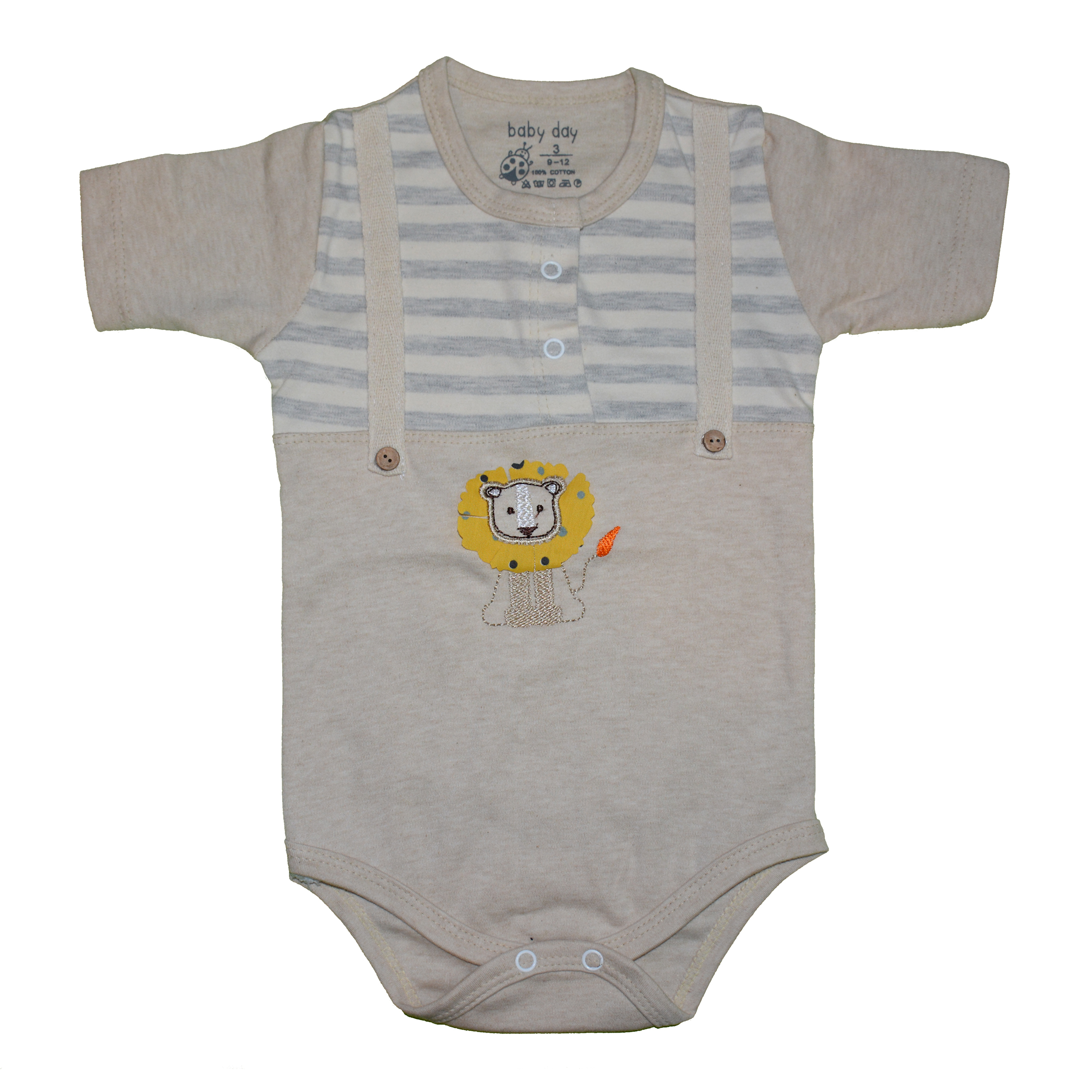 بادی آستین بلند نوزادی بیبی دی مدل شیر