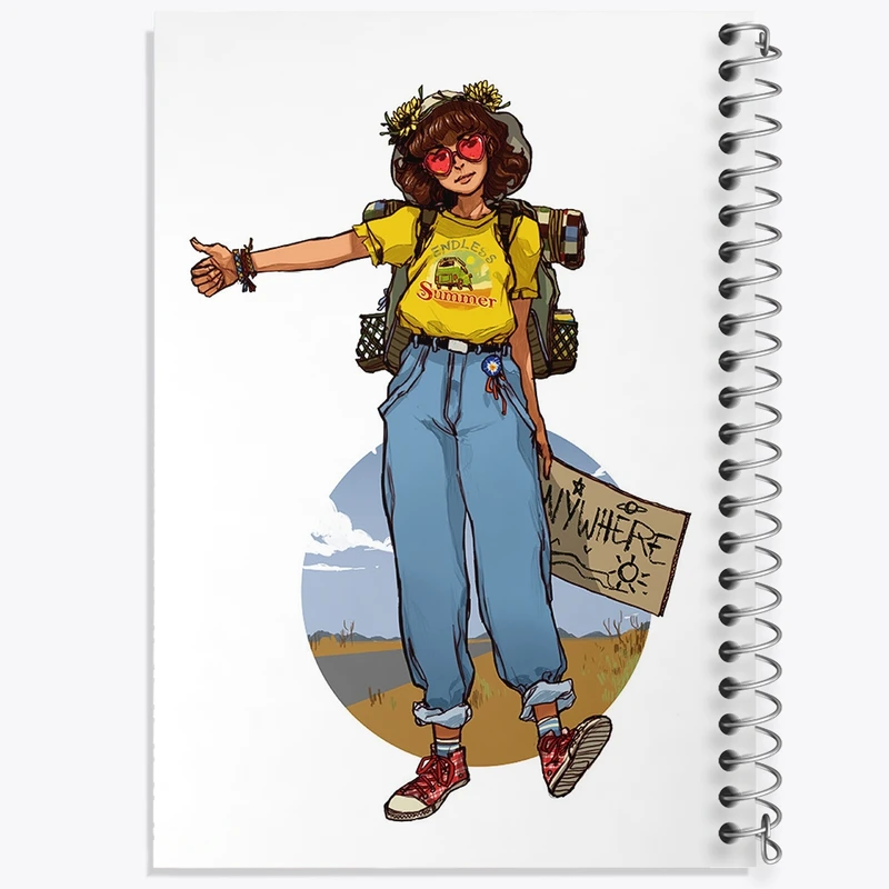 دفتر نقاشی 50 برگ خندالو طرح دختر جهانگرد کد F509