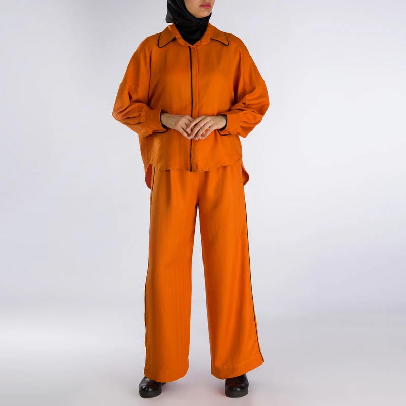 ست شومیز و شلوار زنانه آدور مدل جناقی رنگ نارنجی