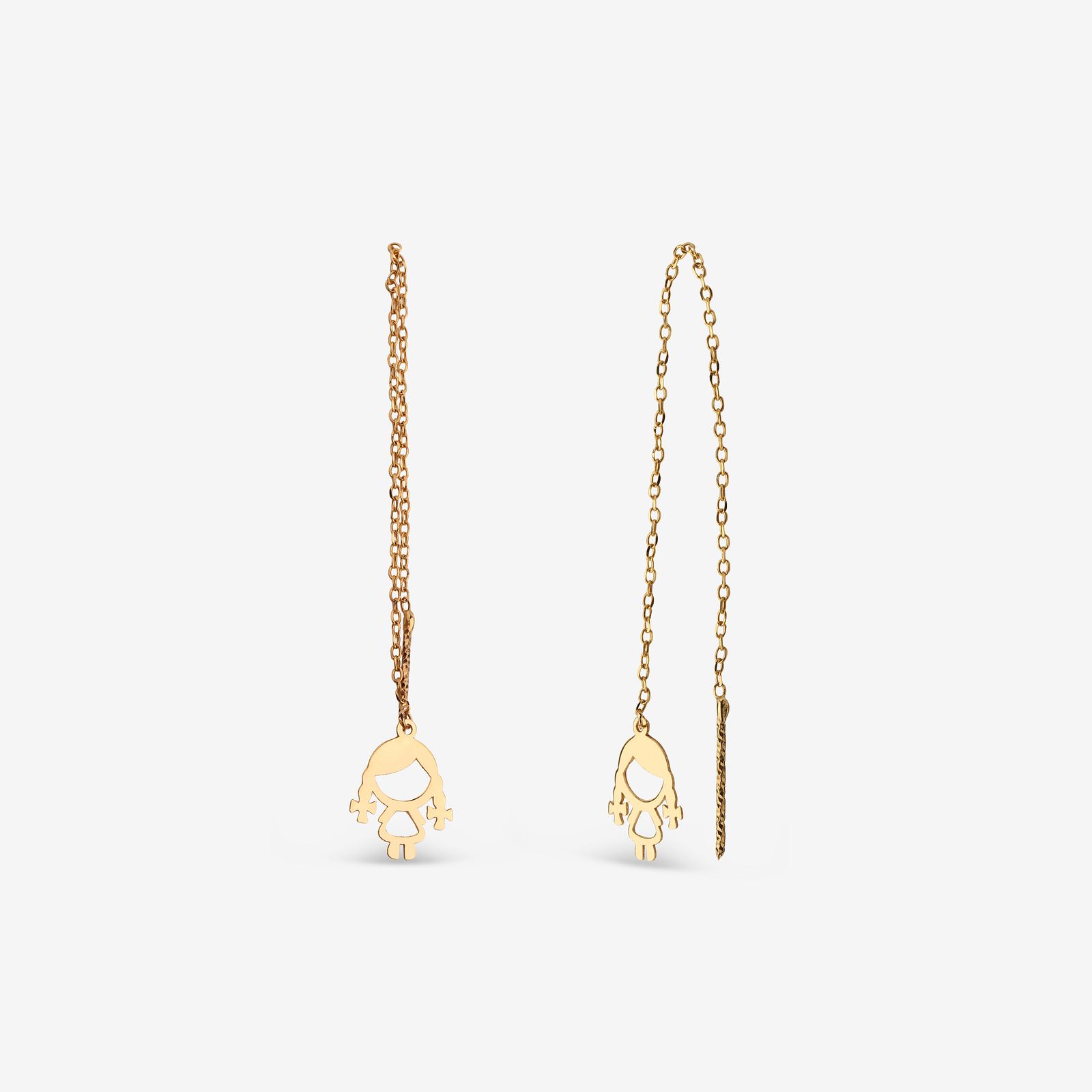 گوشواره بخیه‌ای طلا کم اجرت  18 عیار زنانه نگین مدل 107 -  - 1
