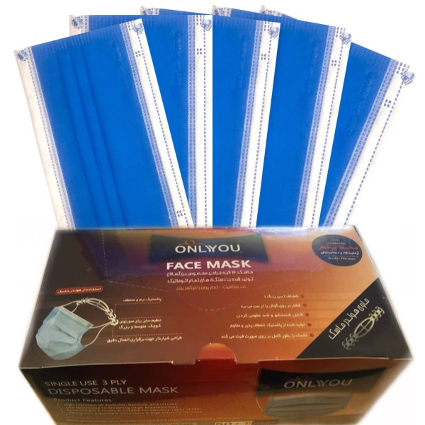 ماسک تنفسی اونلی یو مدل سه لایه THblu 508 بسته 900 عددی
