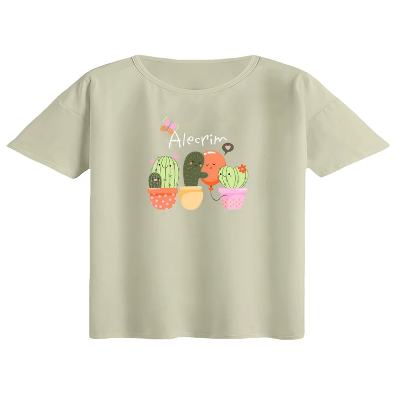 کراپ تی‌شرت آستین کوتاه زنانه مدل کاکتوس کد ۱