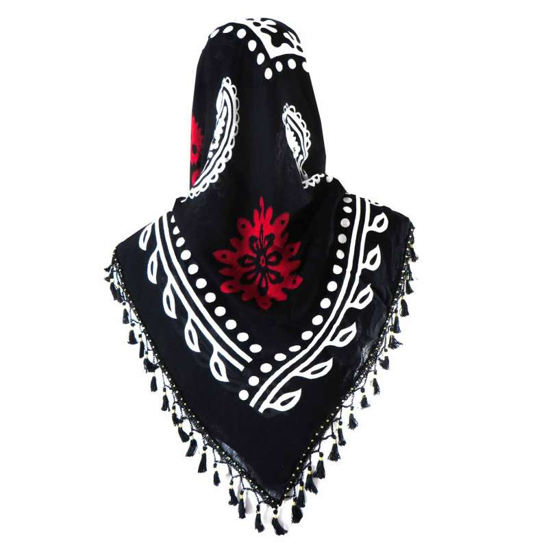 روسری دست دوز زنانه مدل سنتی کردستان منگوله ای