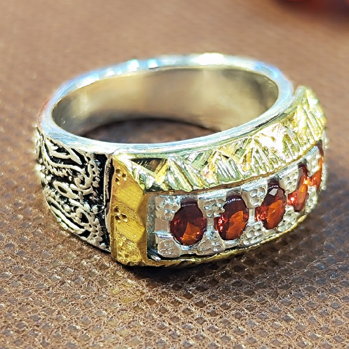 انگشتر نقره مردانه نقره جات بافندگان مدل سنگ یاقوت کد 44