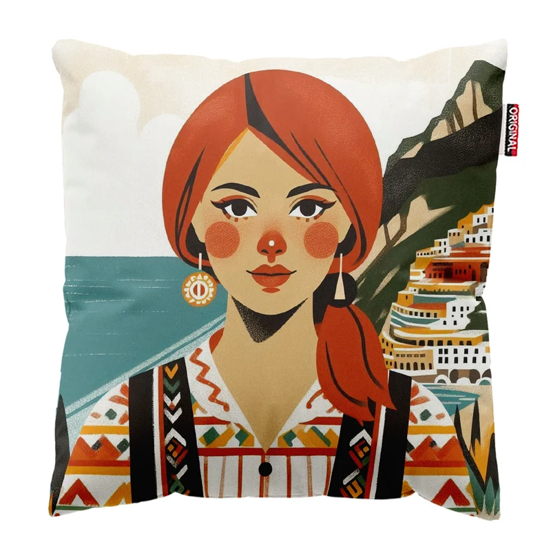 کوسن پاد آفرین مدل پرتره طرح زن کد PK402808 سایز 40*40 سانتی متر