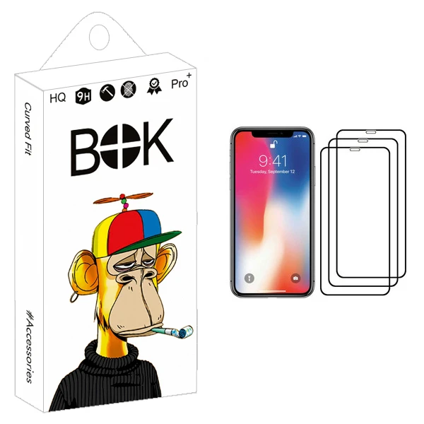 محافظ صفحه نمایش بوک مدل +HD مناسب برای گوشی موبایل اپل iPhone X بسته سه عددی
