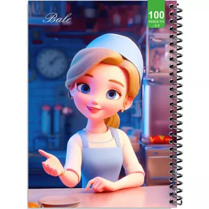 دفتر نقاشی 100 برگ بله طرح فانتزی دختر اشپز کد A4-N552