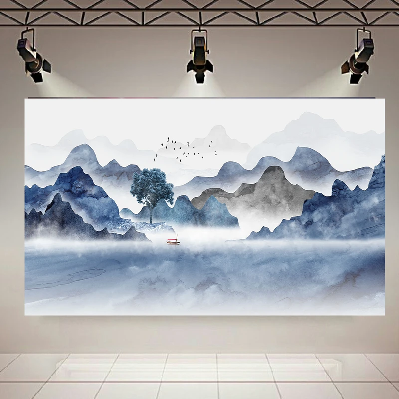 پوستر بک لایت طرح مینیمال کوه و دریاچه مه آلود کد AR30924