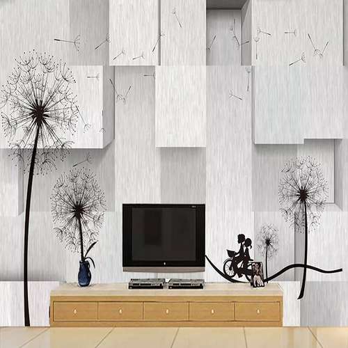 پوستر دیواری مدل قاصدک مشکی زمینه هندسی DVRF1261