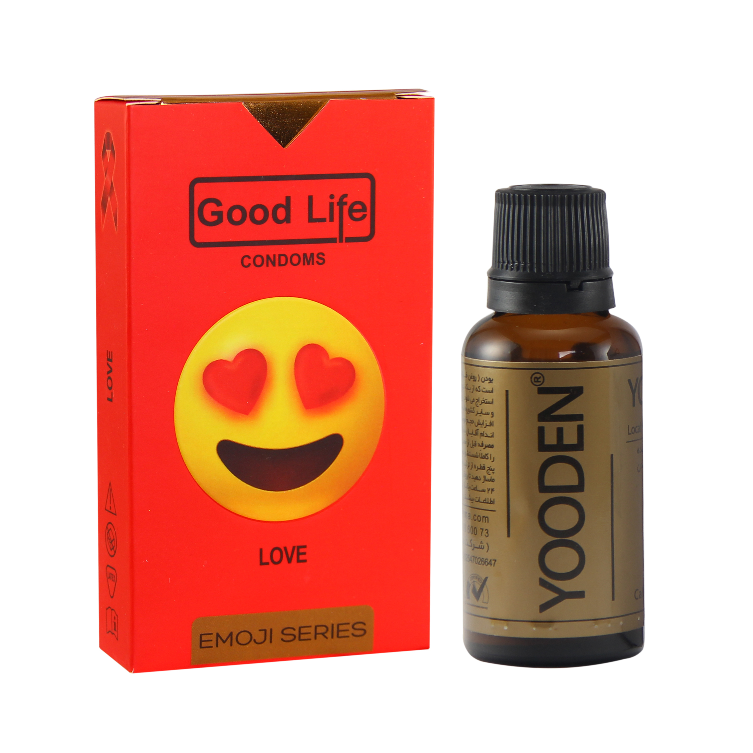 کاندوم گودلایف سری ایموجی بسته 6 عددی به همراه روغن یودن کد 01 حجم 30 میلی لیتر