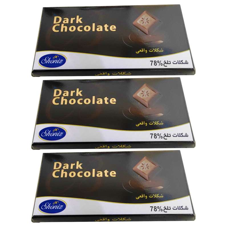 شکلات تلخ 78% شونیز - 100 گرم بسته 3 عددی