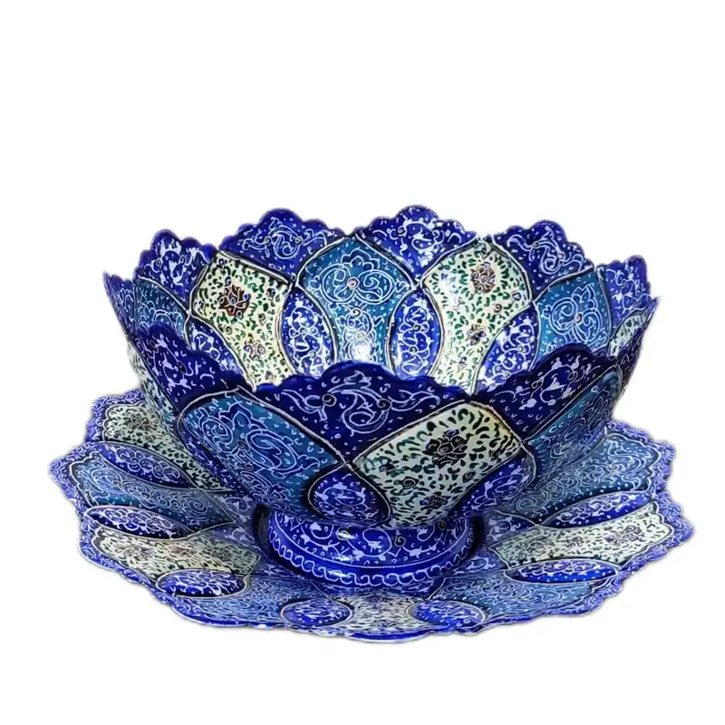 ست کاسه و بشقاب میناکاری مدل اسلیمی کد 552