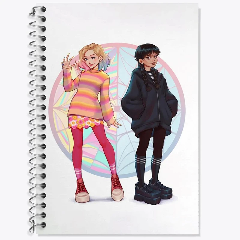 دفتر زبان 50 برگ خندالو مدل سه خط طرح سریال ونزدی Wednesday کد 25198