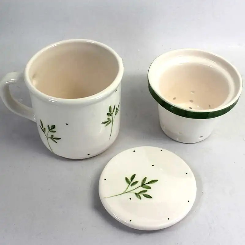 ماگ دمنوش ساز سرامیکی طرح برگ کد sad-22