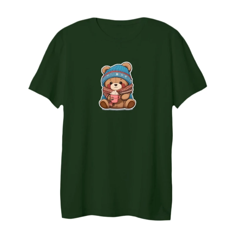 تی شرت لانگ آستین کوتاه زنانه مدل خرس زمستونی