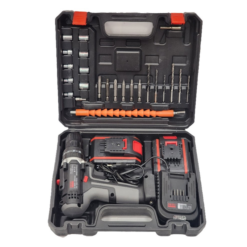 دریل پیچ گوشتی شارژی دیزل پلاس مدل PLUS24 مجموعه 34 عددی