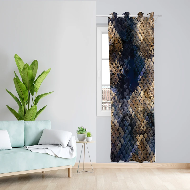 پرده طرح پوست ماری مدل مخمل پانچی کد L 1356 Z سایز 140x200 سانتی متر